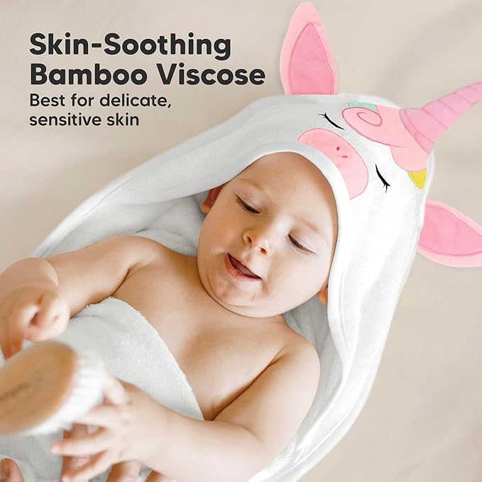KeaBabies Baby Hooded Towel and Baby Hair Brush - Soft Bath Towels with Hood for Kids and Infant, Wooden Hairbrush with Soft Goat Bristles for Cradle Caps