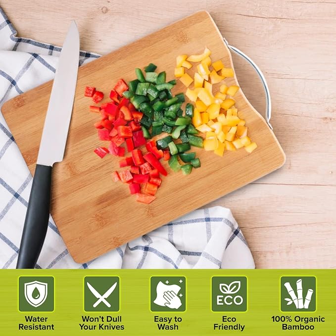 Cutting Boards for Kitchen - Bamboo Cutting Board Cutting Boards Juice Grooves Thick Chopping Board for Fruits Veggies Salad Cheese Meat Easy Grip Handle - Kitchen Gadgets Gift (Large)