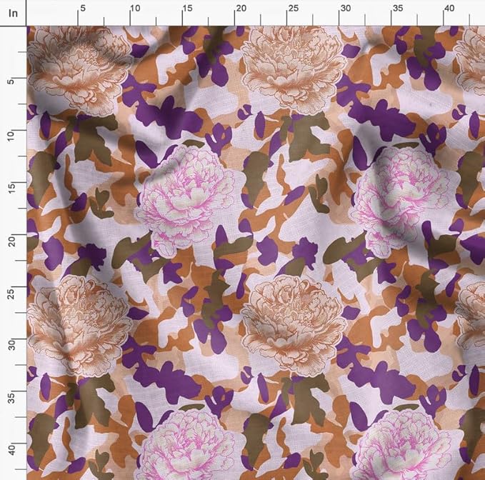 Soimoi Lightweight Velvet Fabric - Brown - Floral Print, Unstitched Material - 58" Wide, Perfect Fabric for Upholstery, Fashion and Craft Projects, 1 Yard