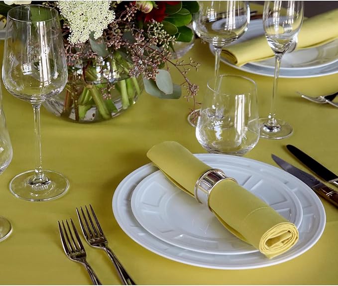 Huddleson Citron Yellow Linen Napkin 20x20 (Set of Four) Luxury Italian Linen Napkin Sewn in US