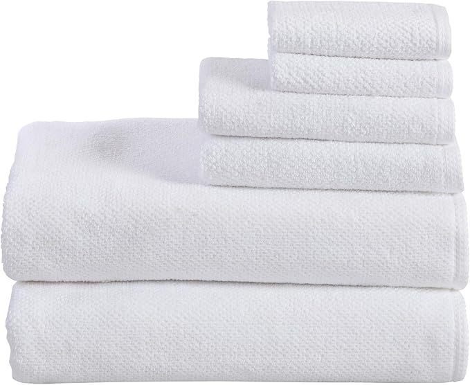 Great Bay Home 100% Cotton 6 Piece Bath Sheet Set - Absorbent, Quick-Drying, Durable Bath Towels for Bathroom Decor - Low-Twist, Two-Ply Fibers (Optic White)