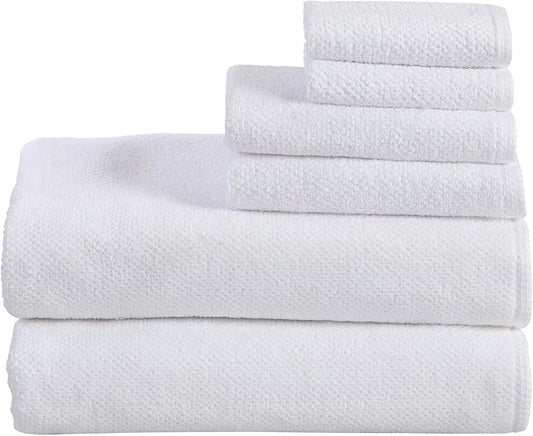 Great Bay Home 100% Cotton 6 Piece Bath Sheet Set - Absorbent, Quick-Drying, Durable Bath Towels for Bathroom Decor - Low-Twist, Two-Ply Fibers (Optic White)
