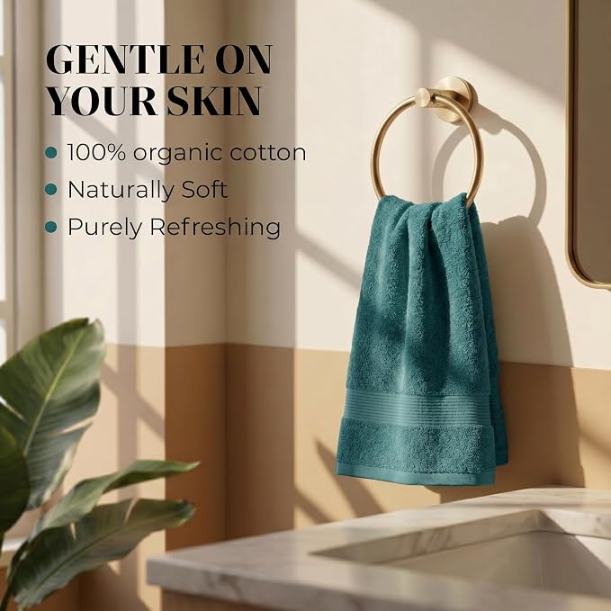 6 Piece Organic Cotton Luxury Bath Towel Set, 700 GSM Plush Long-Staple Bath Hand Wash Bundle, Soft Absorbent Quick-Dry Bathroom Towels, GOTS & Oeko-TEX Certified Hotel Spa Quality – Slate Gray