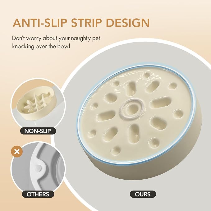 Havniva Ceramic Slow Feeder Dog Bowls, 1.2 Cups Dog Bowl Slow Feeding for Small and Medium Breed, 7.3inch Puzzle Dog Food Bowl Slow Feeder Non-Slip Anti-Gulping and Anti-Choking Reduces Bloating