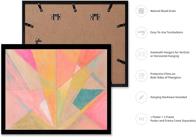 Monem Art Colorful Geometric Abstract Painting Print - Pastel Art Deco Style Art Poster - Wall Decor for Living Room, Bedroom or Office - 8x10 Black Framed Wall Art by Renee Stramel