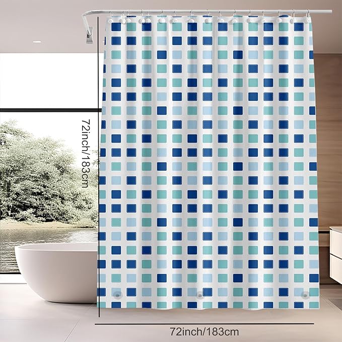 TIKABC Shower Curtain Liner, 4G PEVA Shower Liner, Plastic Waterproof Shower Curtains, 72x72 inch with Grommet Holes 3 Magnetic Weights