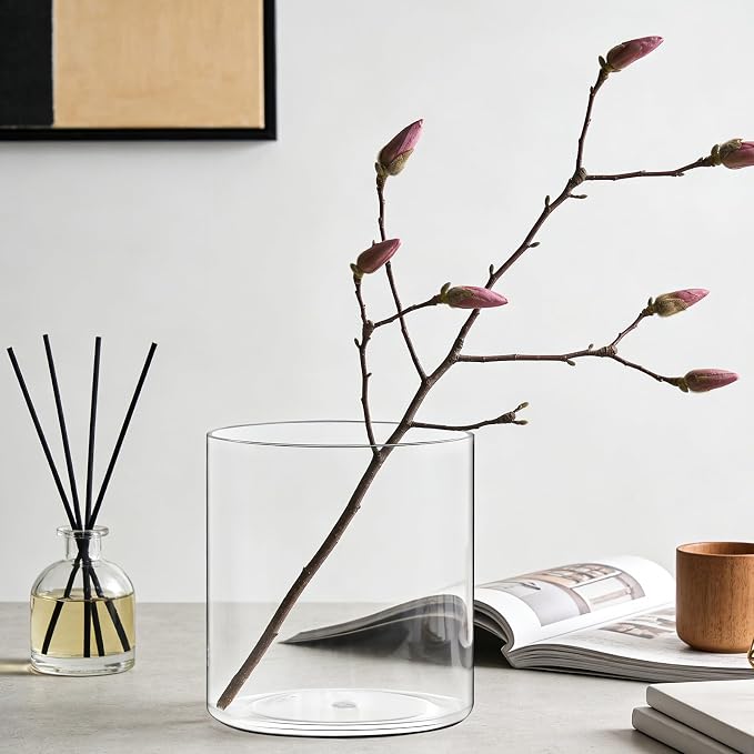 Acrylic Flower Vase Cylinder, 2 Packs, 5.9" Tall Clear Plastic Vase for Centerpieces - Shatterproof Wedding, Event & Home Decor Vase, 5.9"x5.9" Tall Round - 2 Pcs, Clear