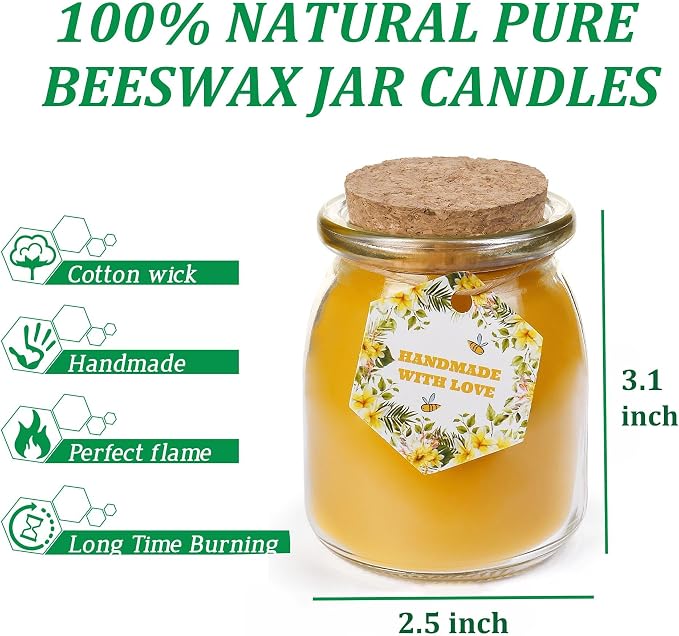 Natural Beewaxs Candles, Unscented Beewaxs Candles in Glass Cup, 6.8oz 32 Hours Long Lasting, Pure Cotton Wick and Stress Relief, Home Gifts（Yellow,1pcs）