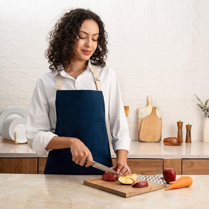Cotton Canvas Apron for Women & Men – Adjustable Neck Strap & Waist Ties with Pockets