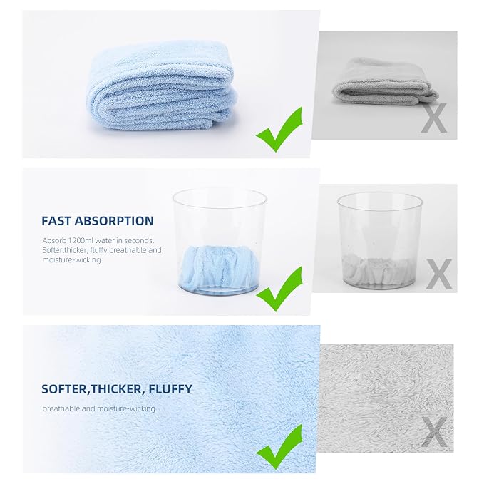 Tecbeauty Microfiber Hair Towel, 4Pcs Hair Wrap for Women Wet Hair Drying Tools