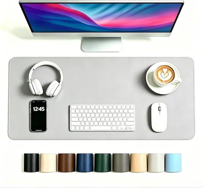 Desk Pad - Large Leather Desk Mat (13.5 x 47.5) - Buttery Smooth Writing, Damage Blocking, Non-Slip, Waterproof - Home Office Computer Table Protector Blotter Laptop Keyboard Mouse Pad