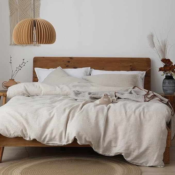 XZ XIFA Linen Duvet Cover California King, 100% Washed French Flax Linen Bedding Set with Zipper Closure, Cooling & Textured Bed Sets for Hot Sleepers(1 Duvet Cover, 2 Pillowcases)