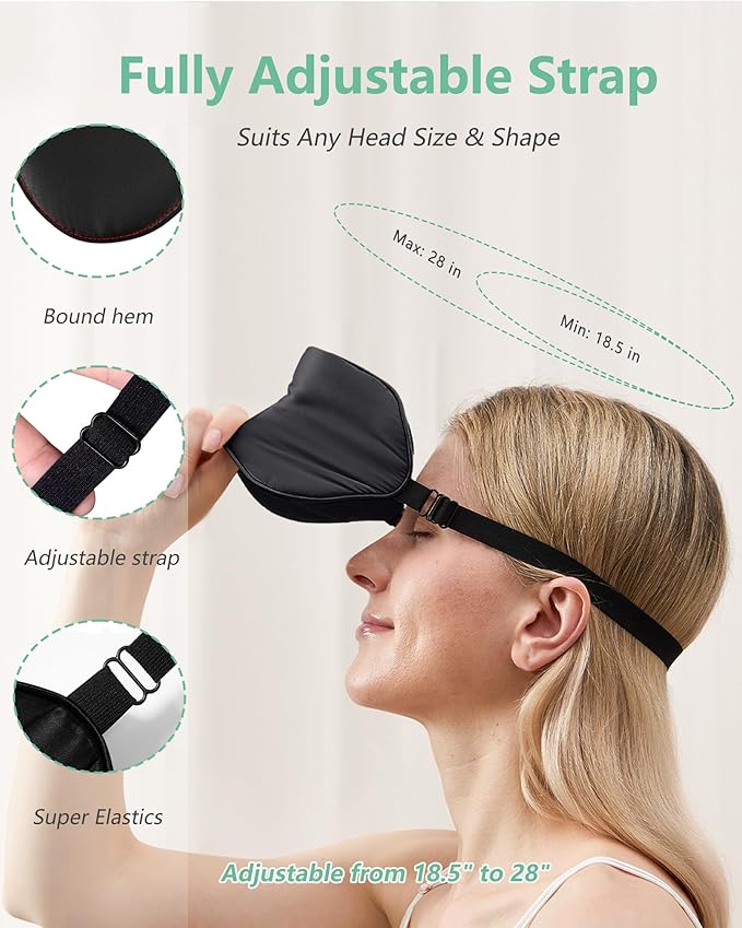 BeeVines 100% Real Mulberry Silk 2 Pack Sleep Mask, Pure Silk Eye Masks with Adjustable Strap for Sleeping, 100% Block Light Eye Shade Cover, Reduces Puffy Eyes Traveling Gifts(Black & Ruby Purple)