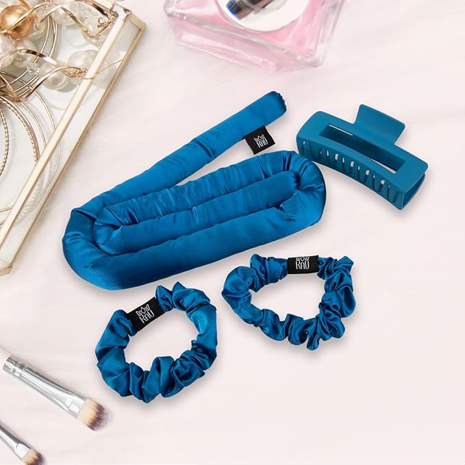 Heatless Hair Curler, Satin Hair Rollers for Heat less Curls Overnight, Premium Satin for No Heat Curls, Overnight Heatless Curling Rod to Sleep In, Silky Curlers with Clip and Scrunchies