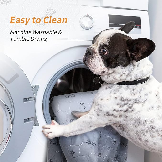 Washable Pee Pads for Dogs: 24x36 Reusable Puppy Pads, Absorbent Whelping Mats with Non-Slip Bottom Waterproof Bone Print