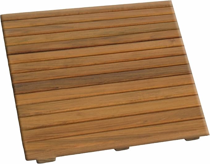 SeaTeak Square Wooden Teak Shower Mat | Waterproof Mat | Indoor Bath Mat | Outdoor Shower Platform | 20" L x 20" W x 1.75" H