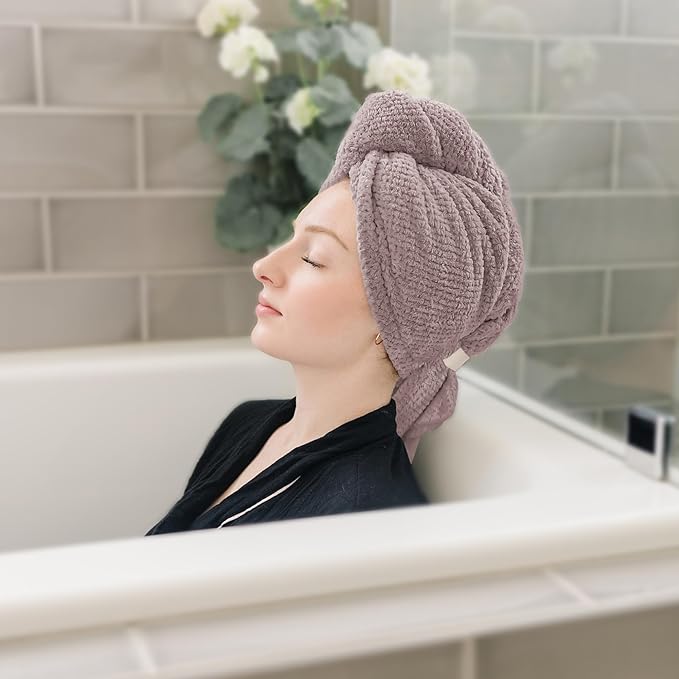 ROLSHOL 2 Packs Large Microfiber Hair Towels for Women, Super Absorbent & Quick Dry Hair Towel Wrap for Curly Hair Long & Short Hair- Anti-Frizz Hair Turbans for Wet Hair (Mauve & Clay)