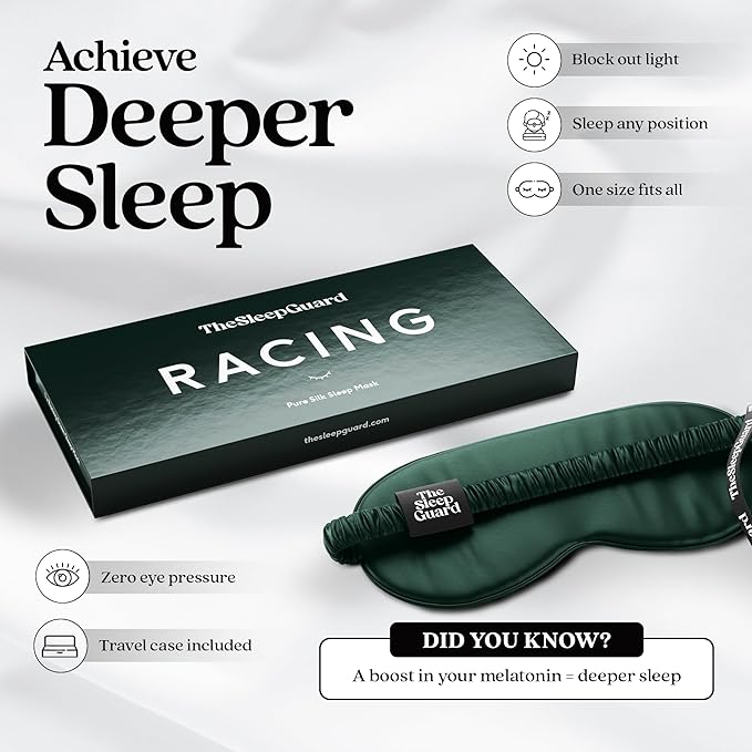TheSleepGuard Pure Silk Sleep Mask [100% 6A Mulberry Silk, 22 Momme] Light Blocking Travel Essentials. Eye Masks for Sleeping. Black Oeko-Tex Blindfold. Eye Covers for Men & Women