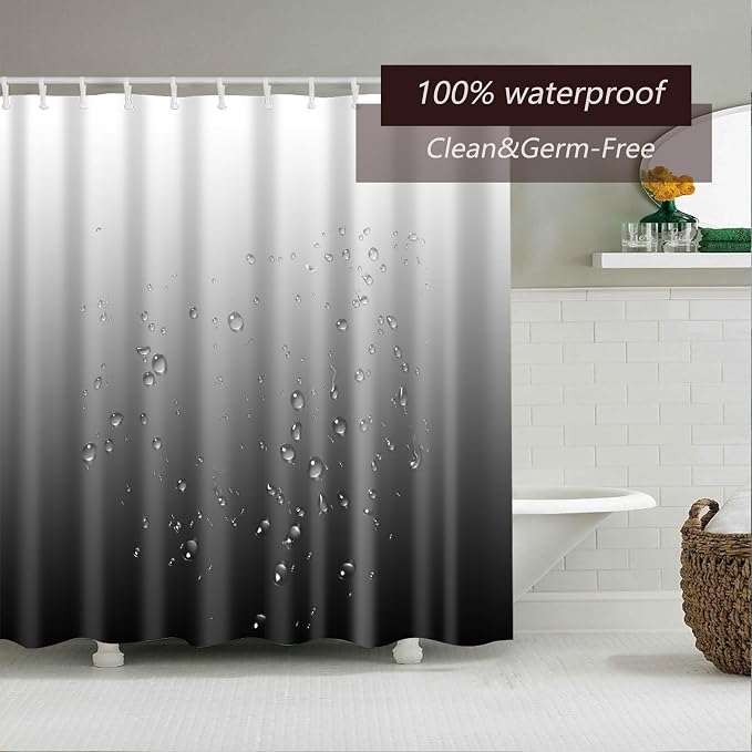 TIKABC Shower Curtain Liner, Grey Lightweight Shower Curtain Liners, Plastic Shower Curtains, 72x72 inch PEVA Shower Liner with 12 Grommet Holes 3 Magnetic Weights