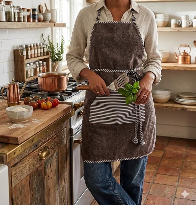 Abstract Terry Cotton Aprons For Cooking - Chef Apron with Pocket Adjustable Neck Strap - Kitchen Apron Men Women - 24"x28"