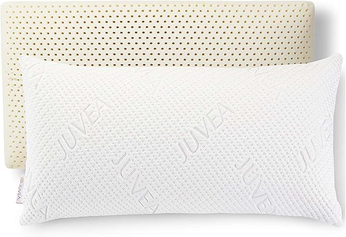 JUVEA® Elevate High-Profile — Natural Talalay Latex Pillows with Organic Cotton Cover - Breathable & Supportive High Loft Pillow for A Good Night Sleep – King