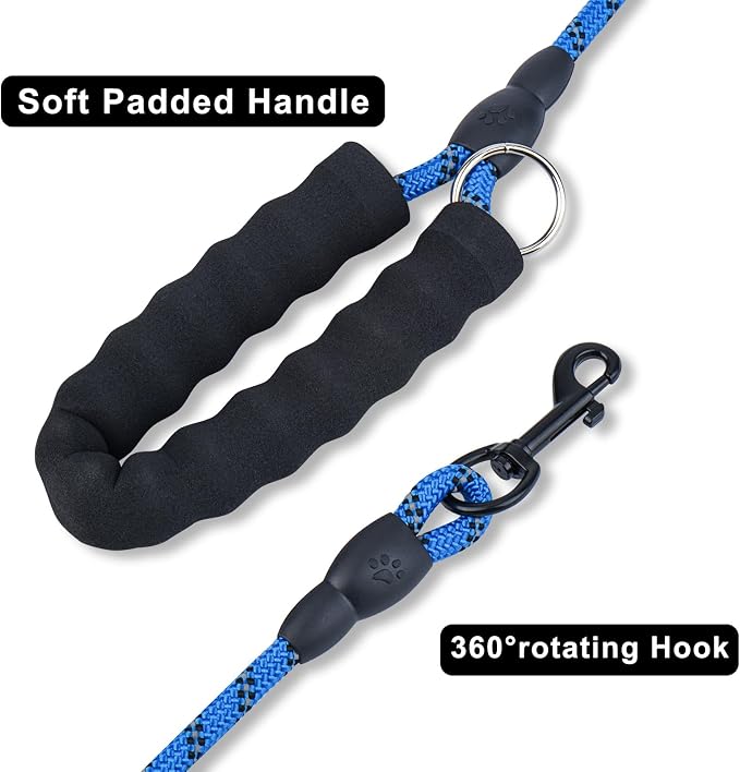 Dog Leash and Collar Set – 6 FT Strong Rope Leash with Padded Handle & Adjustable Nylon Collar Reflective for Small Medium Large Dogs (Pink, M)