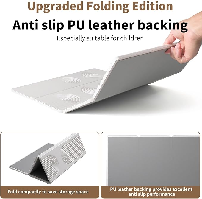 Large Quick-Dry Stone Drying Mat for Kitchen Counter, 24" × 16", Foldable Diatomaceous Earth Dish Drying Mat with PU Non-Slip Base,for Bottles Cups Dishes (White (4-fold), 24" × 16")