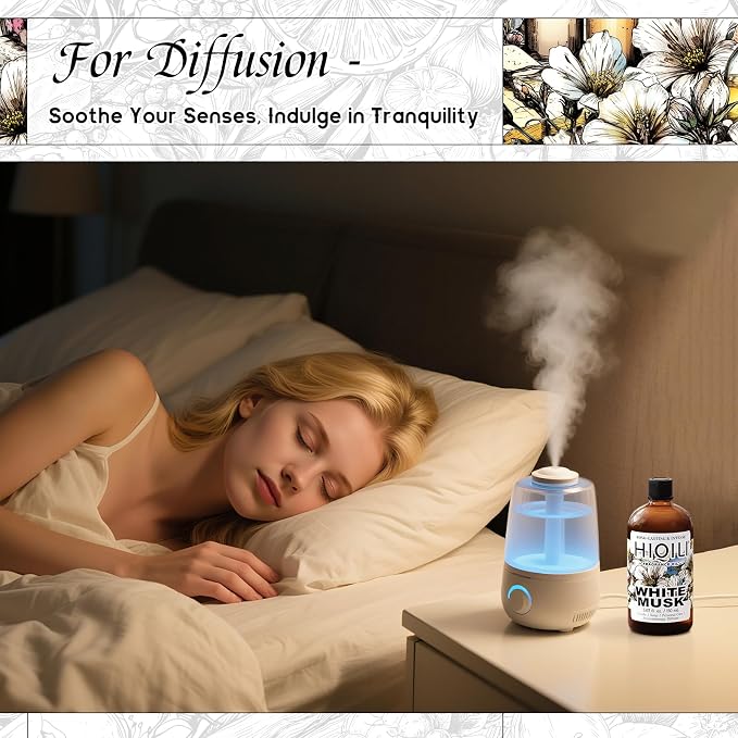 HIQILI White Musk Fragrance Oil, Musk Perfume for Women - 5.07 Fl Oz | for Candle & Soap Making Supplies and Perfect for Home, Car Diffuser Use, Add to Pillow Scented Spray - 150 ML