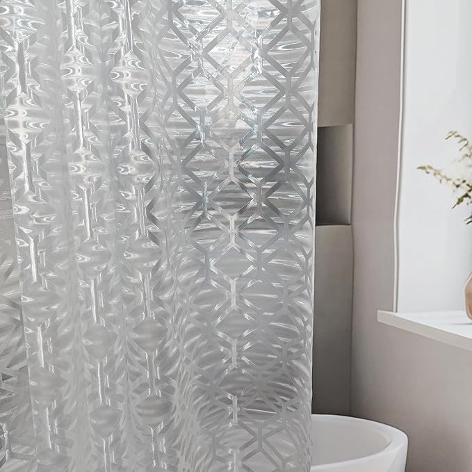 EVA 8G Bathroom Shower Curtain Liner, 72x74 Inch 3D Frosted Heavy Duty Waterproof Shower Curtain Liner Thick Plastic Shower Curtains No Hooks