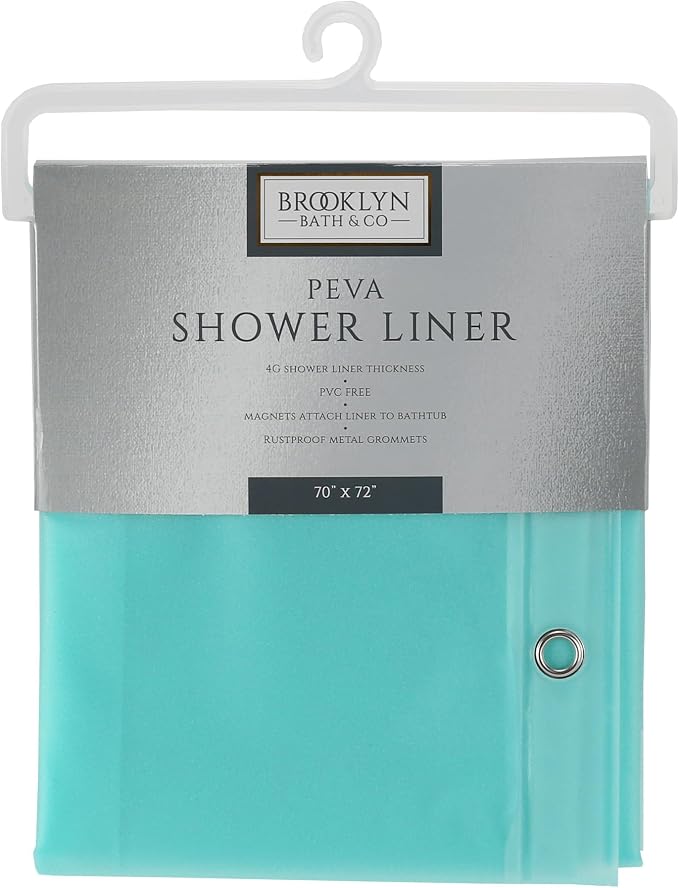 Home Expressions 6 Gauge PEVA Liner Magnetic Shower Curtain Liner 70"x72" (Shimmer Frosted- SEA Green)