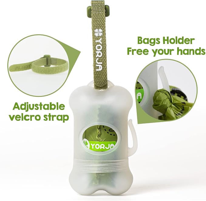 Dog Poop Bags Rolls with Dispenser & Holder, 510 Pet Waste Bags, 100% Leak Proof Extra Thick and Strong Corn Starch Blend