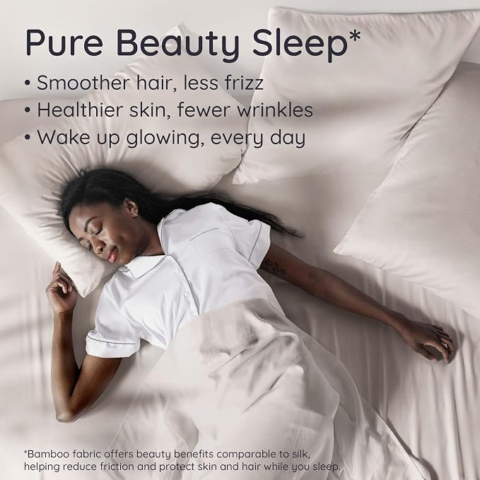 Bambaw 100% Viscose Derived from Bamboo Pillowcase King Size – Set of 2 Cooling Pillow Cases for Hair Protection with Envelope Closure, Breathable & Anti Acne Pillowcase (Sand)