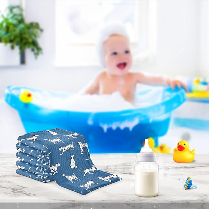 Baby Dalmatian Dogs Muslin Washcloths 3 Pack - Muslin Burp Cloths Hanky Large 11.8"X11.8" Extra Soft Absorbent Baby Burp Rags for Newborn 100% Cotton for Boys Girls Gift