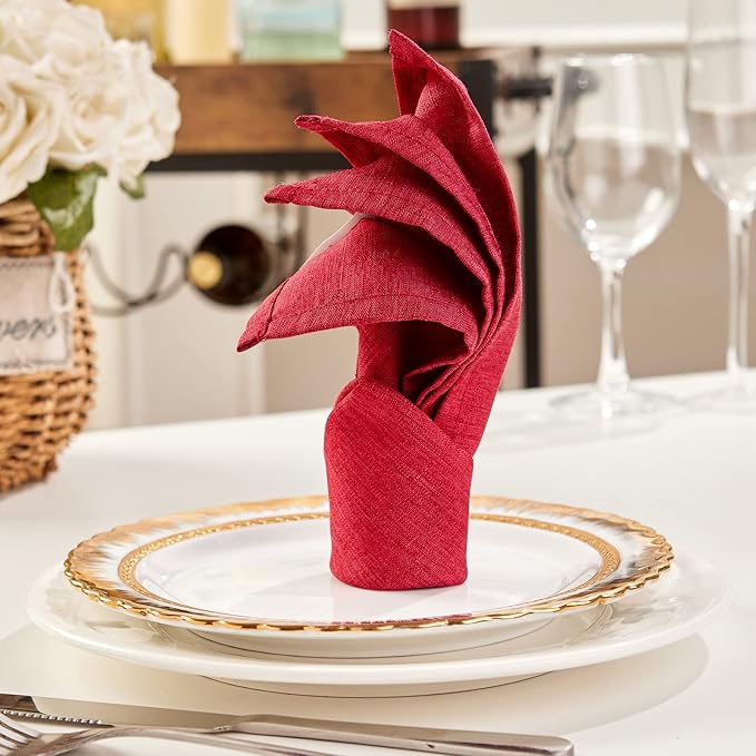 Mebakuk Cloth Napkins Set of 12, Premium 17 x 17 Inch Solid Washable Linen Style Napkins, Soft Table Napkin for Wedding Party Restaurant Dinner Parties