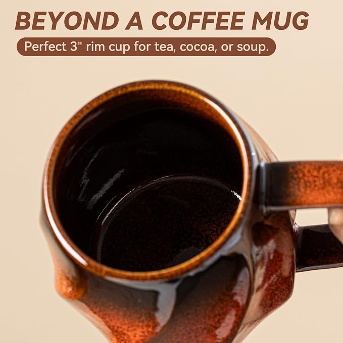 Magma Hearth Ceramic Coffee Mug - 17 oz Unique Reactive Glaze Coffee Cup with Ergonomic Large Handle, Ceramic Mug for Office Home Gift for Men Women