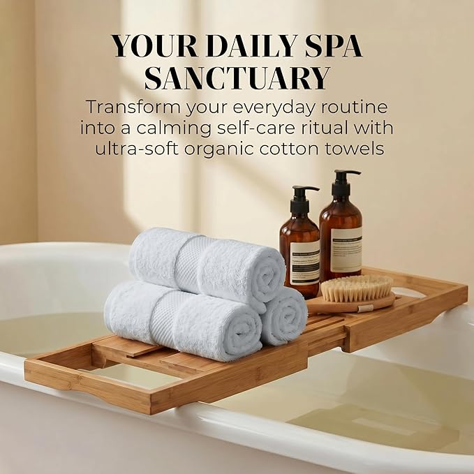 TOWELTIQUE- Organic Cotton Luxury Bath Towels Pack of 4 GOTS & Oeko- TEX Certified | Premium Soft, Absorbent & Quick-Drying Towels for Bathroom, Gym, Spa & Hotel Use – Light Gray
