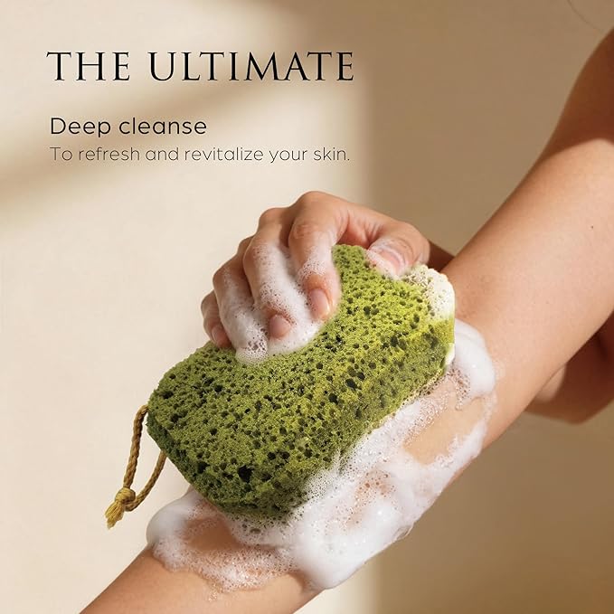 Spongentle Loofah Sponge for Shower and Bathing, Bath Sponge with Dual Texture, Shower Pouf for Gentle and Deep Exfoliation, Large Size Body Scrubber for Men & Women, PU Foam, 37% More Lather, 3 Pack