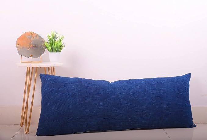 Trade Star Handloom Pillow Cover Throw Pillow Case Luxurious Oblong Cooling Authentic Bed Rest Cushion Cover for Bedding Decor (Indigo (Solid), 14 X 36 Inch)