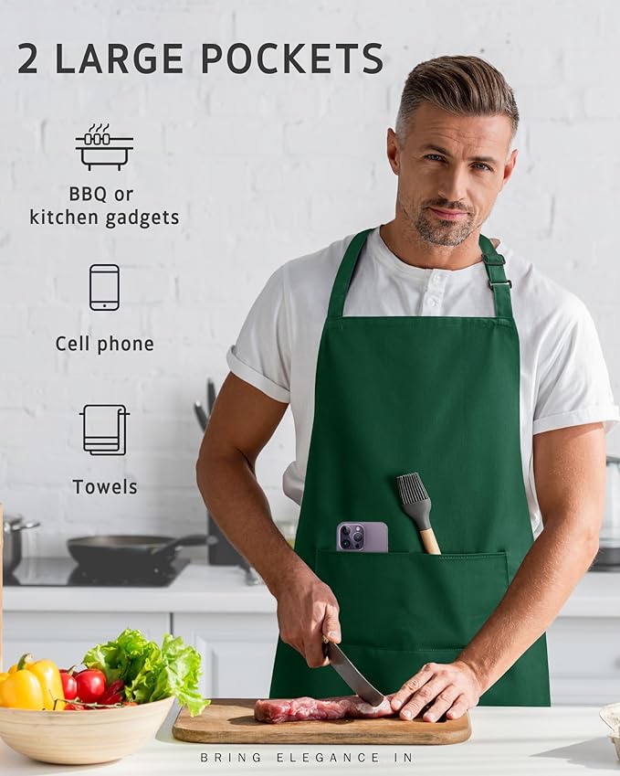 Syntus Chef Apron for Men Women Kitchen Cooking Apron with Pockets, Adjustable Bib Aprons Stain Resistant