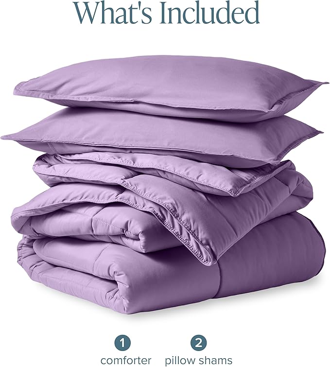 Bare Home Comforter Set - Queen Size - Ultra-Soft - Goose Down Alternative - Premium 1800 Series - All Season Warmth (Queen, Lavender)