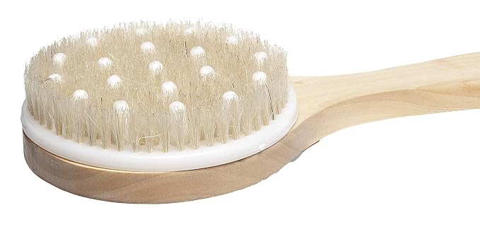 Diane Long Handle Exfoliating Dry Skin Brush, Natural Wood Color