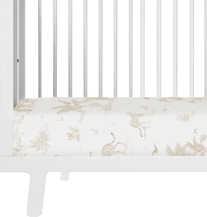 Makemake Organics GOTS Certified Organic Cotton Fitted Crib Sheet Soft Breathable (28"x52", Safari)