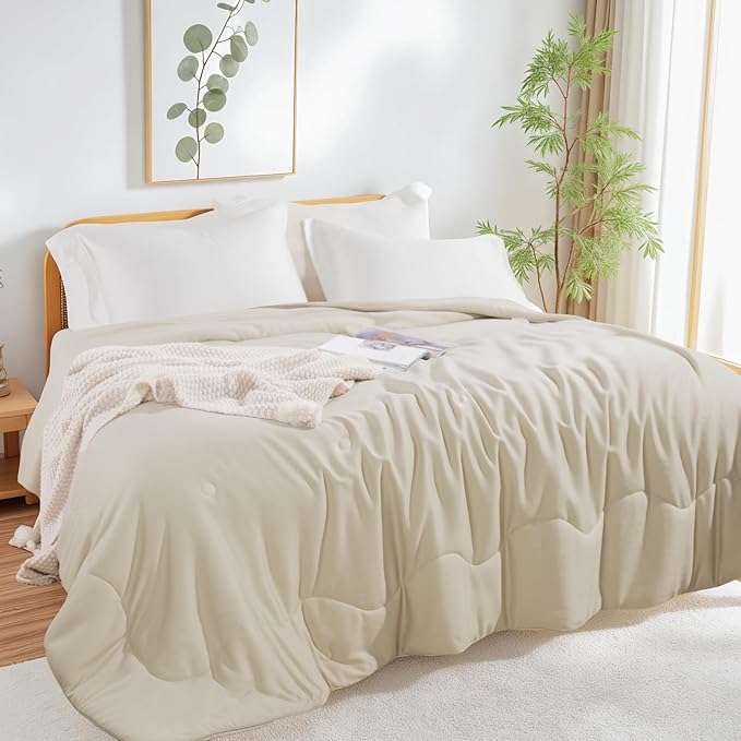 NEXHOME PRO 100% Viscose Derived from Bamboo Comforter Queen Size - Summer Cooling & Moisture-Wicking Bedding Blanket - All Season Lightweight Design - Natural Organic Queen Duvet Insert