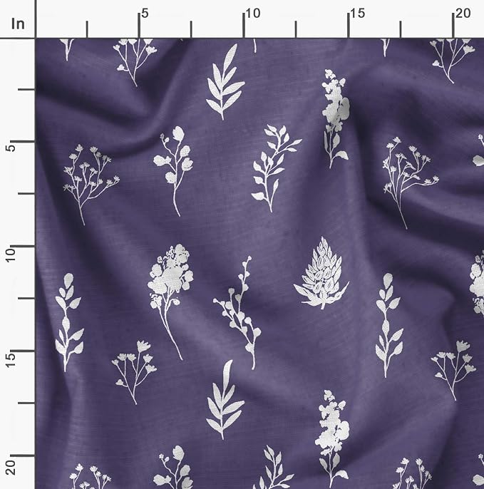 Soimoi Floral Print - Purple, Canvas Fabric Material - 56 Inch Wide, 1 Yard, Unstitched Fabric for Upholstery, Bags, Workwear and Outdoor Gear.