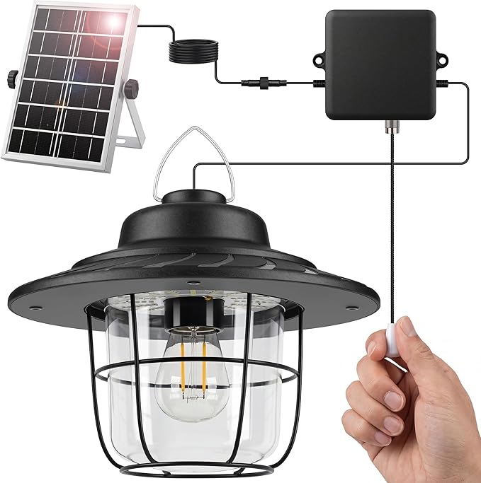 ropelux Solar Shed Lights Outdoor Indoor, 2000 Lumems Solar Light with Pull String, Cool & Warm White All Day Working Solar Chicken Coop Lamp, Waterproof for Gazebo, Shop, Garage, Barn, Porch