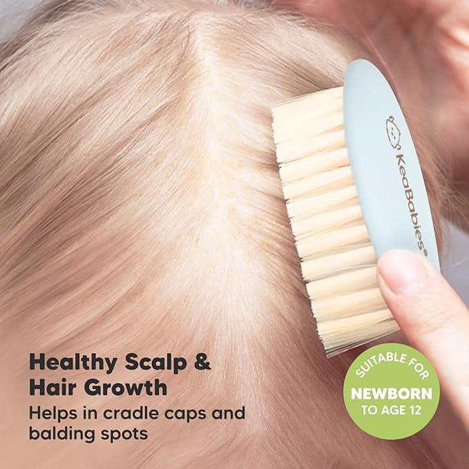 KeaBabies Baby Hooded Towel and Baby Hair Brush and Comb Set for Newborn - Viscose from Bamboo Baby Towel Organic Towel, Wooden Baby Hair Brush Set with Soft Goat Bristle