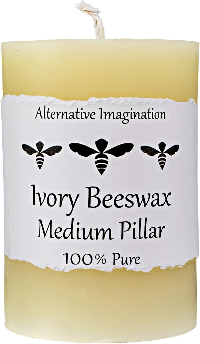 100% Pure Beeswax Candle – Long Lasting Burn – Non-Toxic & Hypoallergenic – Natural Honey Aroma – Handcrafted – Sustainably Sourced – Alternative Imagination – 3x4 Inch – White