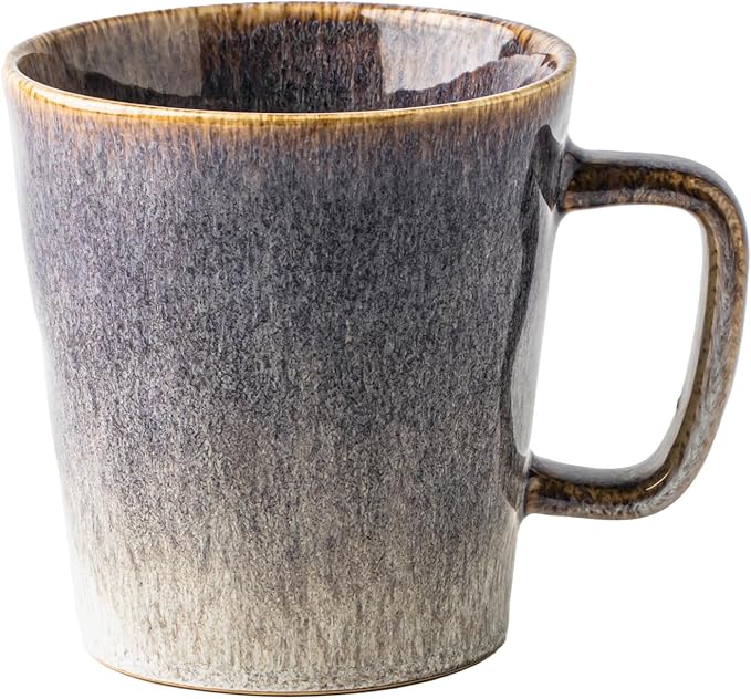 Ceramic Coffee Mug, 13 oz Tea Cup with Handle, Vintage Coffee Cup for Office and Home, Dishwasher and Microwave Safe, Purple Grey