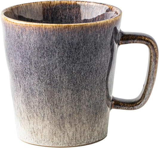 Ceramic Coffee Mug, 13 oz Tea Cup with Handle, Vintage Coffee Cup for Office and Home, Dishwasher and Microwave Safe, Purple Grey