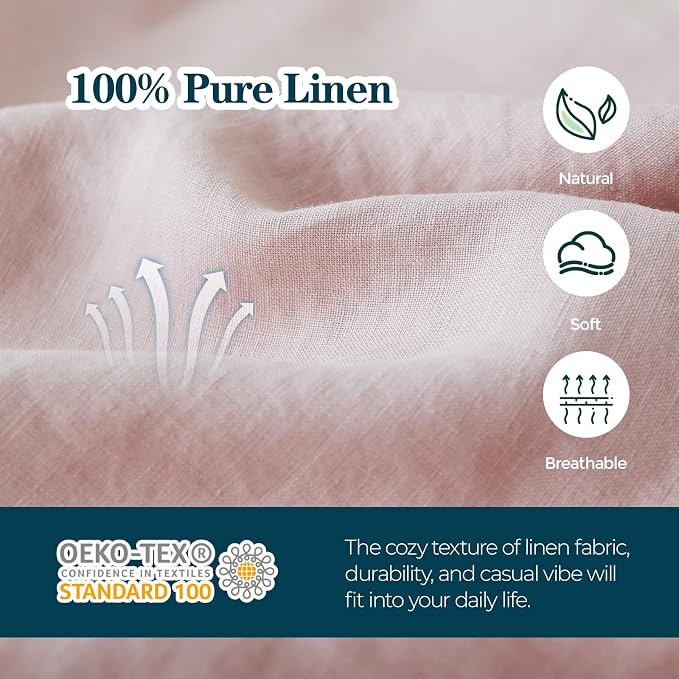 Simple&Opulence Body Pillow Cover 20" x 54",100% Pure Linen, Ultra Soft and Breathable, Body Pillowcase with Envelope Closure for Adults (Dusty Pink)